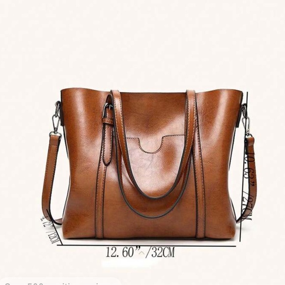 Classic Vegan Leather Tote Shoulder Bag - Picture 9 of 10